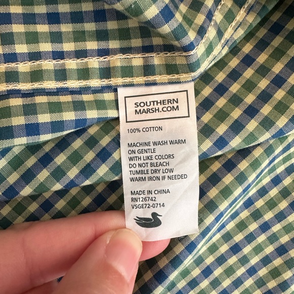 Southern Marsh Baylor University blue and green long sleeve button down - Picture 10 of 12